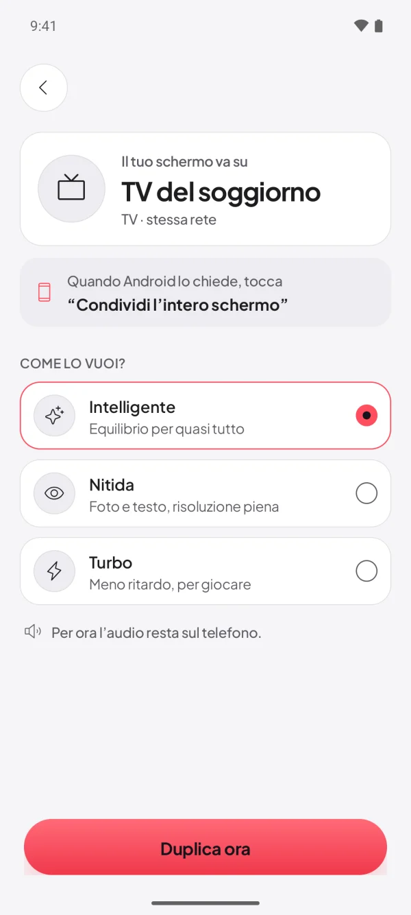 Conferma, e sei in onda